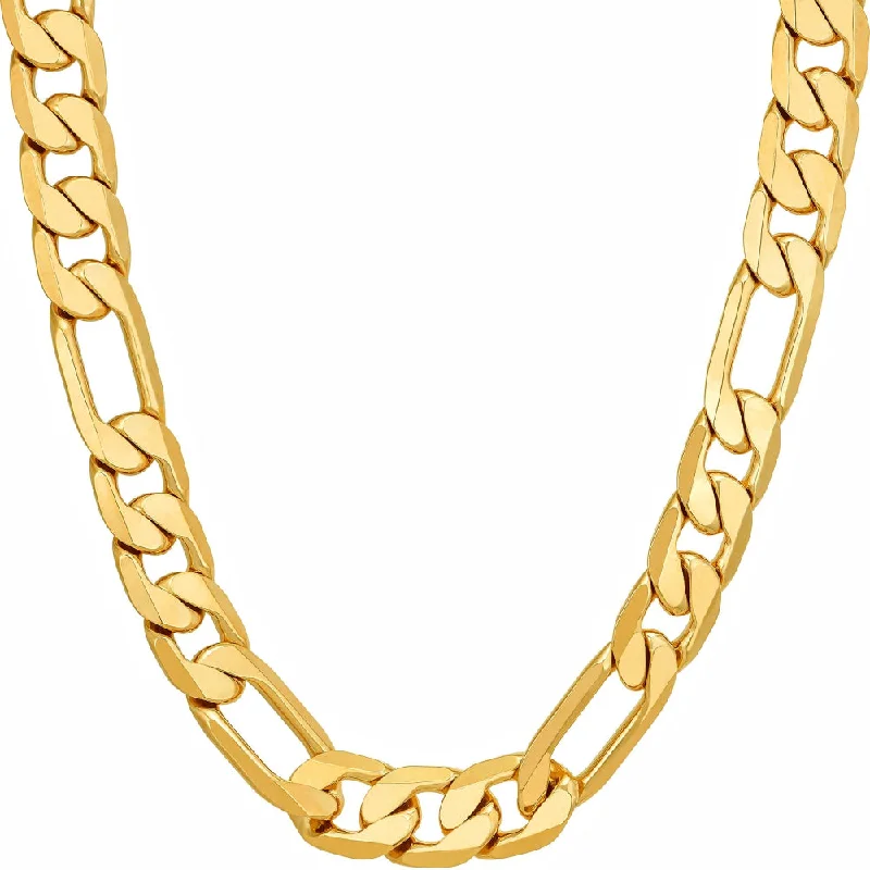 ladies necklaces organic-Bevelled Figaro Chain Necklaces (6.5mm, 8mm, & 9.5mm)