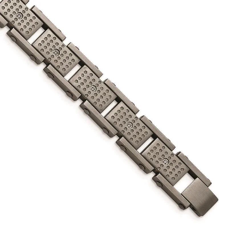 ladies bracelets harmony-Stainless Steel Brushed w/CZ Bracelet