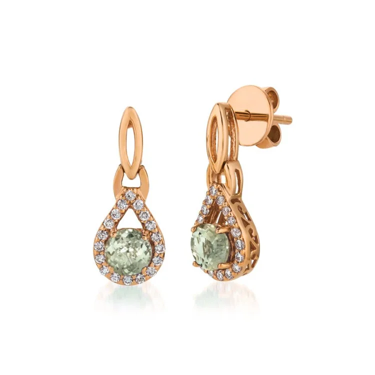 Ladies earrings cruelty free -Le Vian 14K Strawberry Gold Earrings