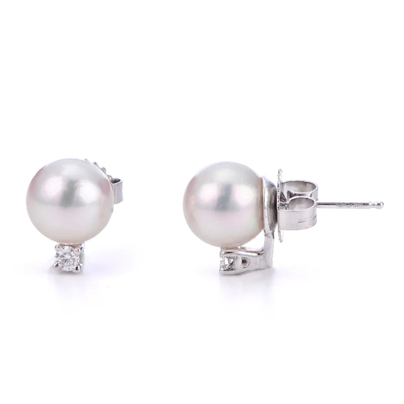 Ladies earrings forever style -14KT White Gold Akoya Pearl Earring