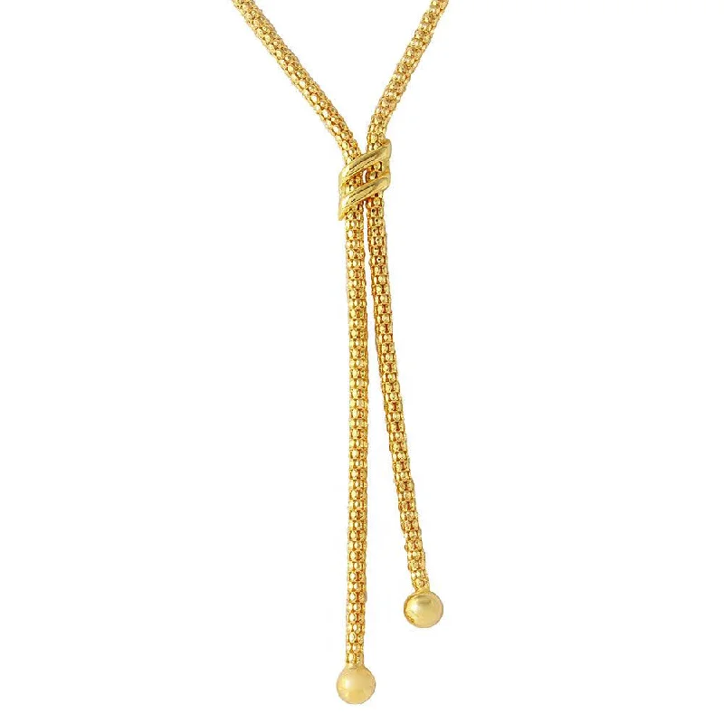 ladies necklaces sale-Silver 925 Gold Plated Drop Necklace with Double Sash - ARN00023GP