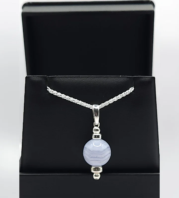 ladies necklaces discount-BLUE LACE AGATE- PENDANT/NECKLACE