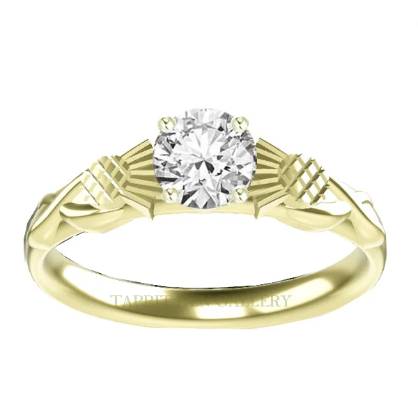 Ladies engagement rings promise diamond -SCOTTISH THISTLE SALTIRE DIAMOND ENGAGEMENT RING IN GOLD