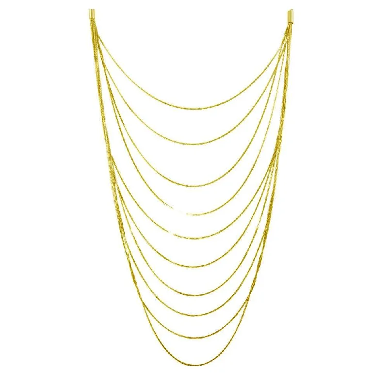 ladies necklaces gold-Gold Plated 925 Sterling Silver Multiple Chain Necklace - ECN00031GP