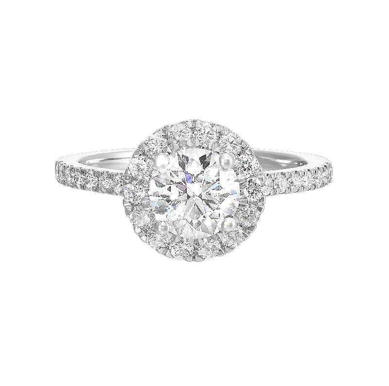 Ladies engagement rings bohemian style -1/2 Ctw Daphne Diamond Round Halo Engagement Ring Setting in 14 Karat White Gold