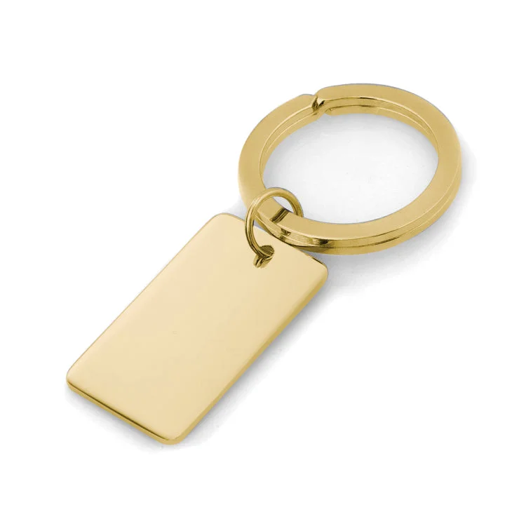 Ladies rings cat accent -Gold Finish Plain Polished Rectangle Key Ring