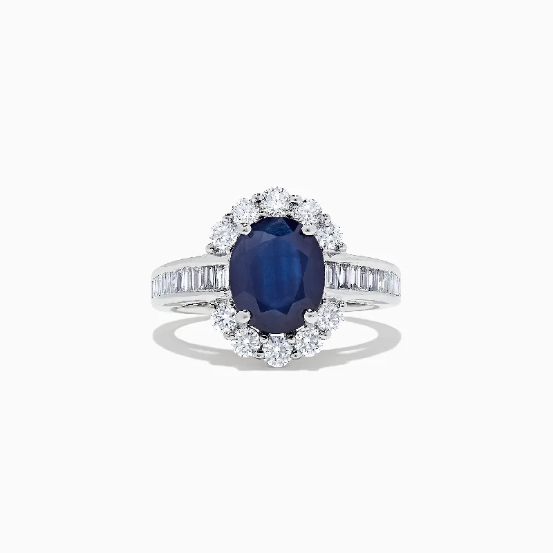 Ladies rings forest design -Royale Bleu 14K White Gold Sapphire and Diamond Ring, 4.03 TCW TCW