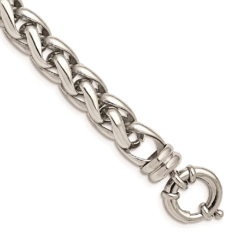 ladies bracelets holder-Stainless Steel Polished Fancy Link Bracelet