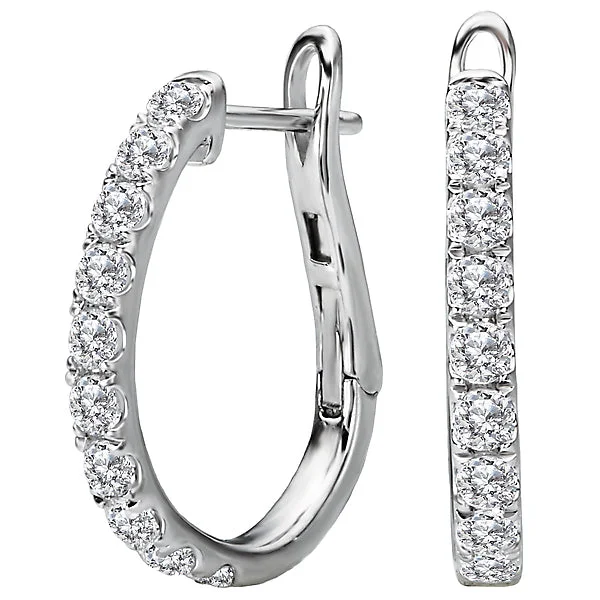 Ladies earrings tri color -Ladies Fashion Diamond Hoop Earrings