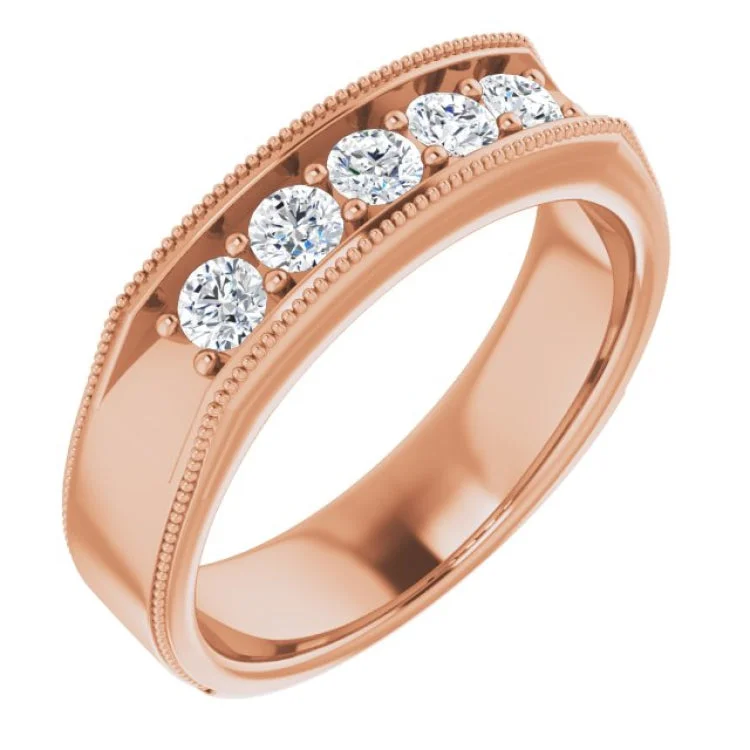 Ladies rings natural stones -14K Rose 5/8 CTW Natural Diamond Ring