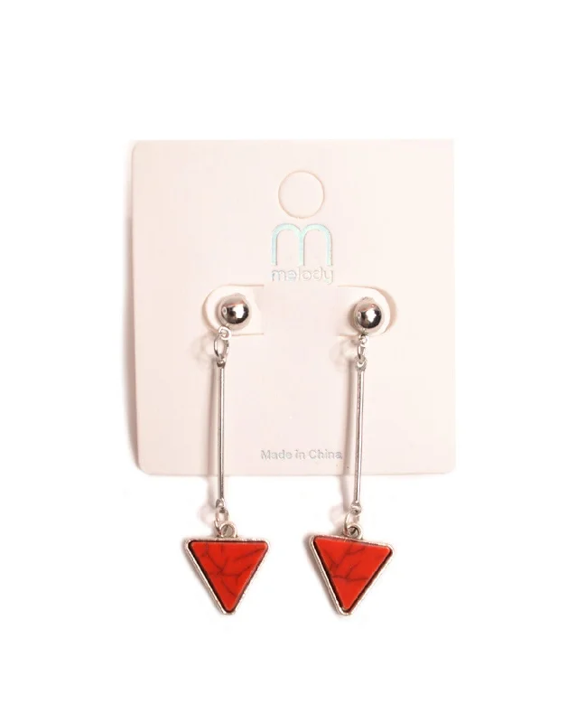 Ladies earrings world map -Triangle Marble Earrings