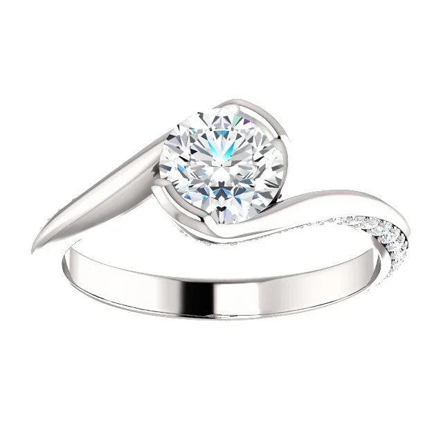 Ladies engagement rings adventure vibe -Solitaire Diamond Bypass Engagement Ring