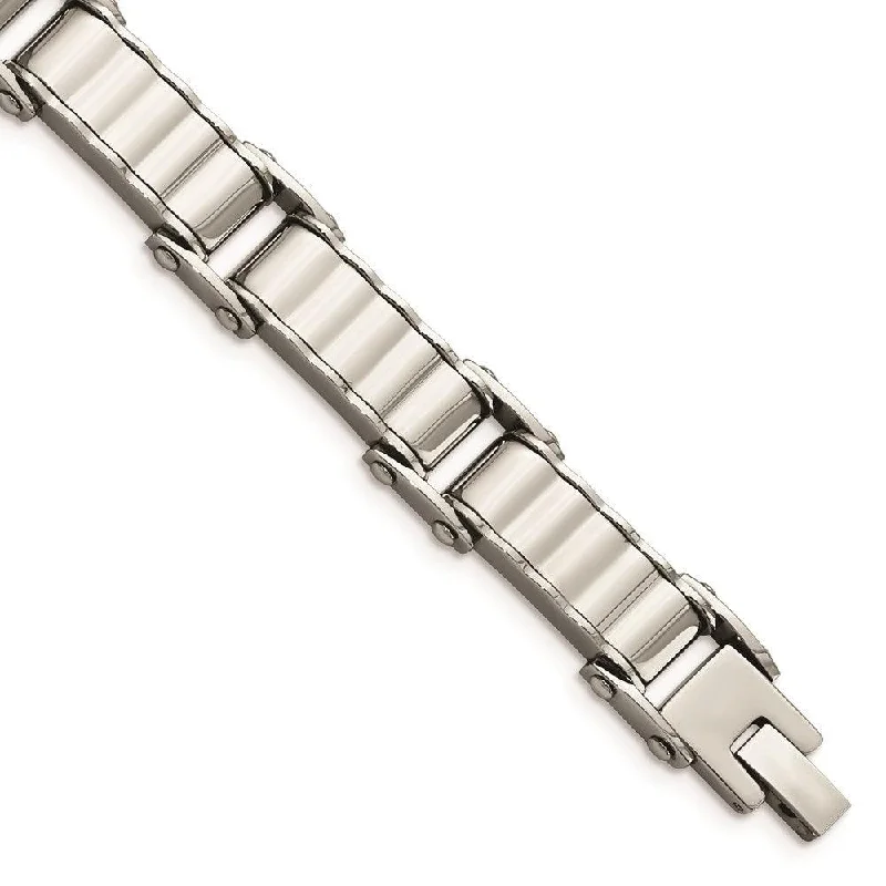 ladies bracelets affordable luxury-Stainless Steel Polished and Brushed Back Bracelet