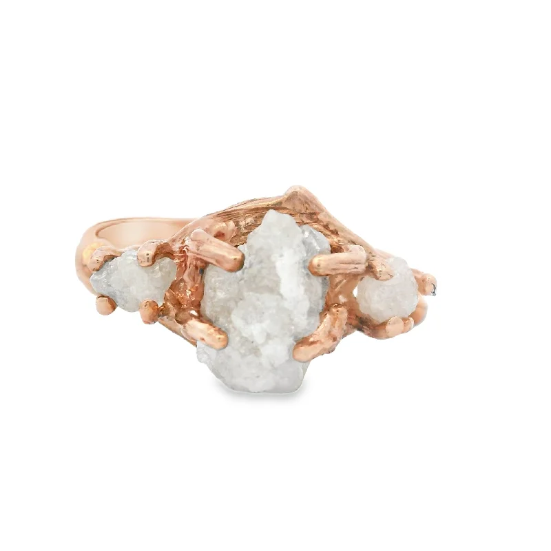 Ladies engagement rings seashell detail -Rose Gold Nature Inspired Rough Diamond Engagement Ring