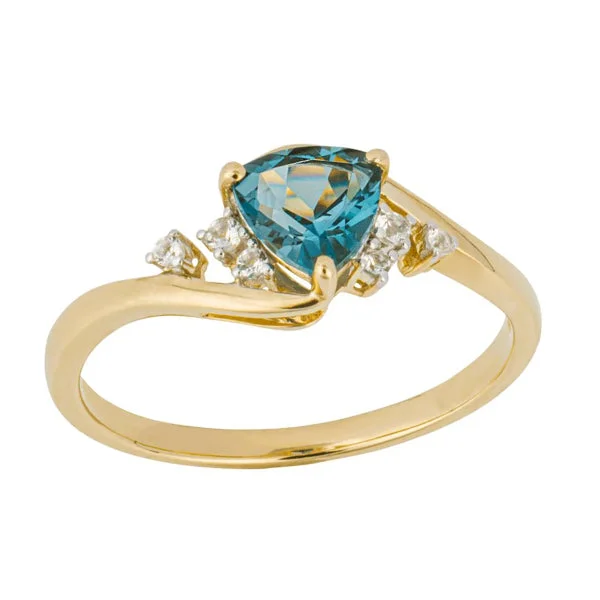 Ladies engagement rings horse theme -Trillion Topaz Diamond Engagement Ring in 9 ct Yellow Gold