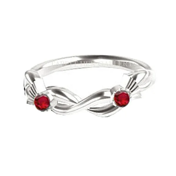 Ladies engagement rings wood inlay -Celtic Thistle Torque Twist Engagement Ring in 9ct White Gold with Rubies