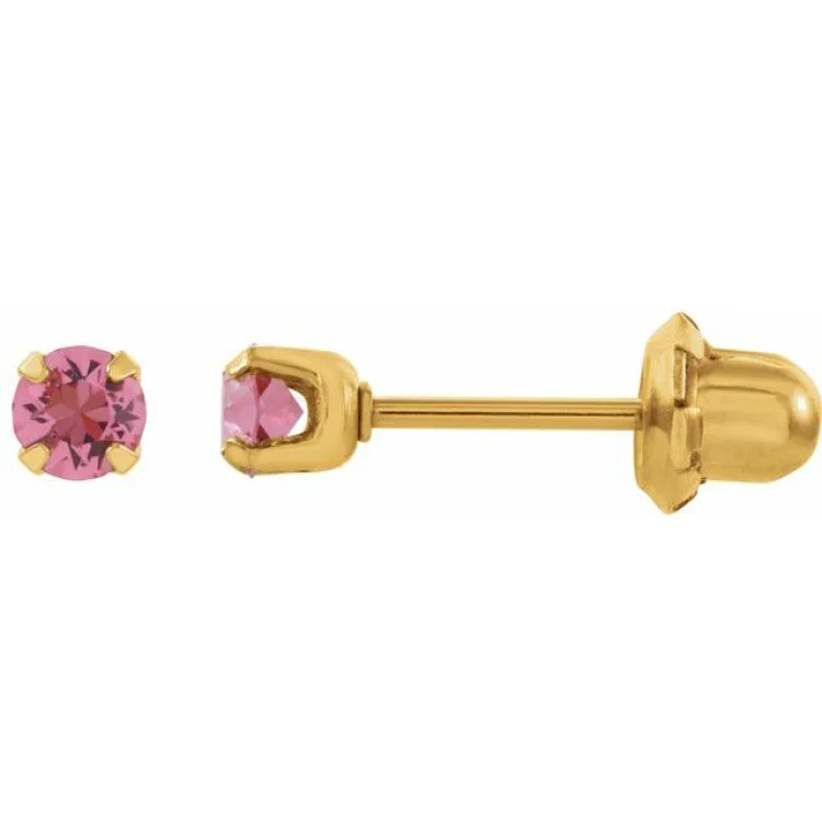 Ladies earrings pineapple accent -24K Gold-Plated Stainless Steel Imitation Pink Tourmaline InvernessÂ® Piercing Earrings