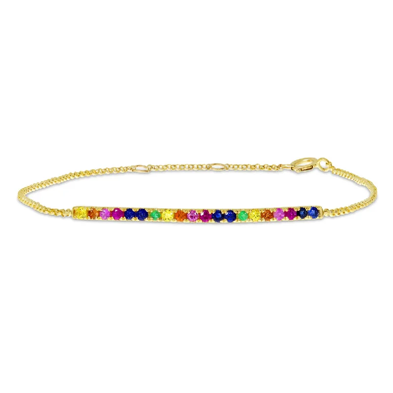 ladies bracelets unity-RAINBOW SAPPHIRE CHAIN BRACELET TB2615