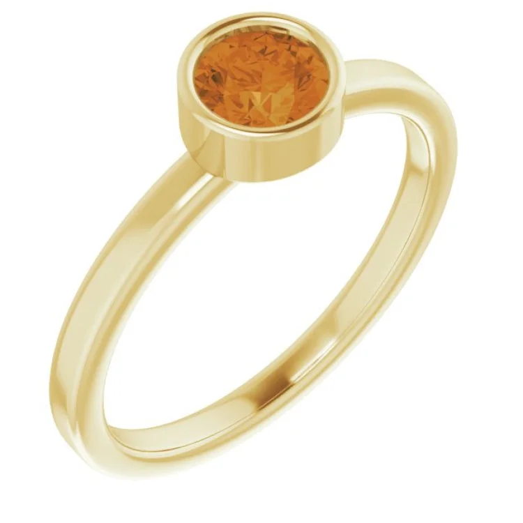 Ladies rings fairy tale -14K Yellow 5 mm Natural Citrine Ring