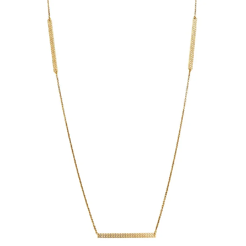 ladies necklaces prices-Gold Plated 925 Sterling Silver Diamond Cut Bars Necklace - DIN00019GP