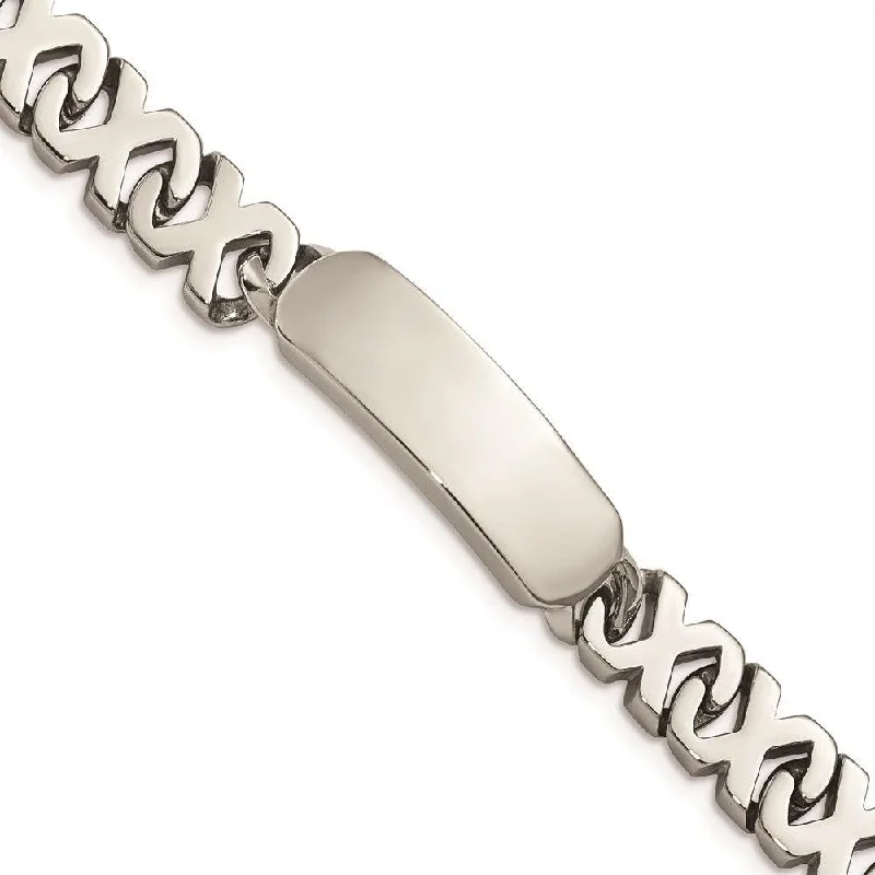 ladies bracelets patterned-Stainless Steel Polished ID Bracelet