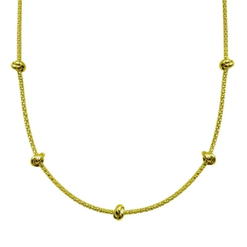 ladies necklaces industrial-Gold Plated 925 Sterling Silver Correana Chain 5 Knot Charm Necklace - ITN00147-GP