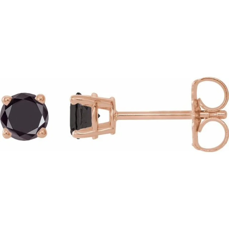 Ladies earrings dangling style -14K Rose 1/2 CTW Natural Black Diamond Stud Earrings