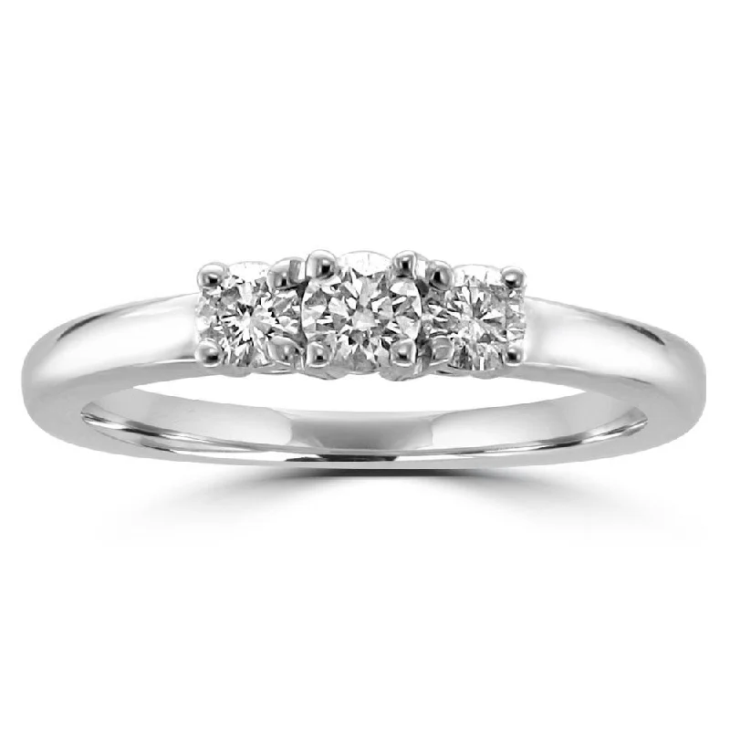 Ladies rings lab created -14KT White Gold 0.35 CTW 3 Stone Diamond Ring