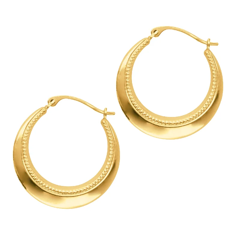 Ladies earrings prom night -14K Gold Bead Detail Back to Back Hoop Earring