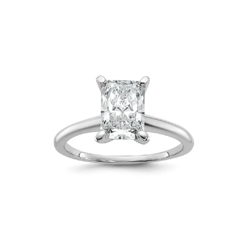 Ladies engagement rings scottish design -1 3/4 Carat Radiant Lab Grown Diamond Solitaire Engagement Ring in White Gold