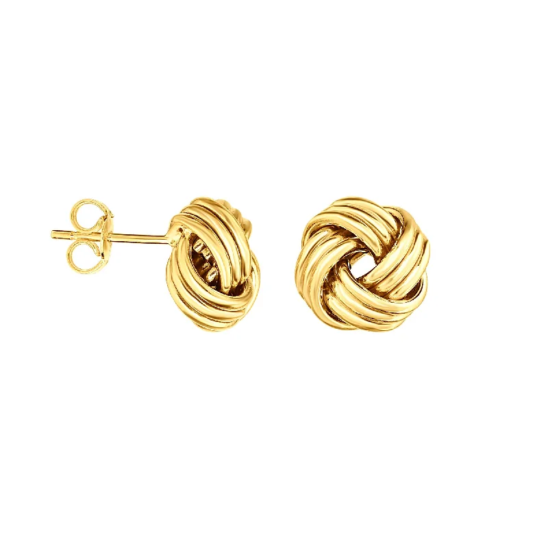 Ladies earrings party style -14K Gold Medium Multi-Row Love Knot Stud Earring