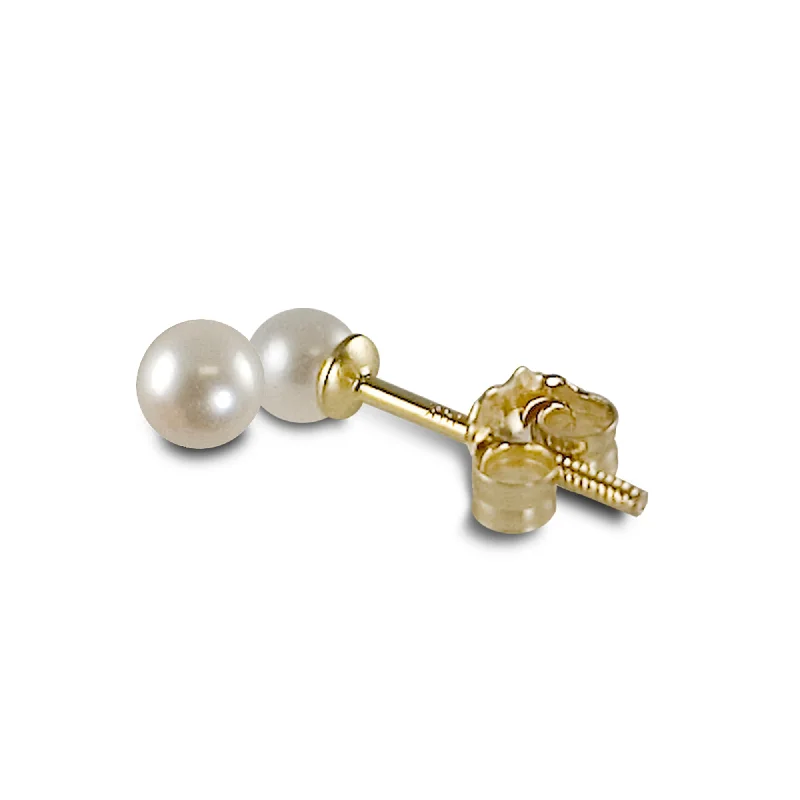 Ladies earrings custom made -14KT Yellow Gold Akoya Pearl Earring