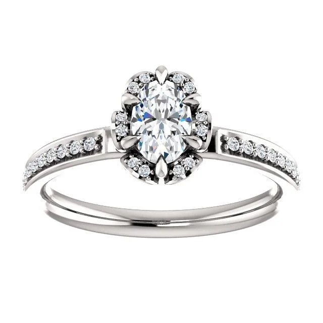 Ladies engagement rings radiant glow -Cushion Diamond Halo Pave Engagement Ring