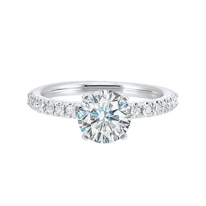 Ladies engagement rings blue diamond -1/4 Ctw Classic Pave Daphne Diamond Engagement Ring Setting in 14 Karat White Gold