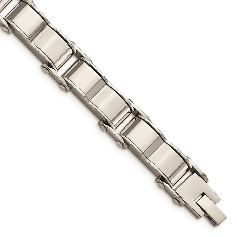 ladies bracelets investment-Stainless Steel Polished and Brushed Back Bracelet