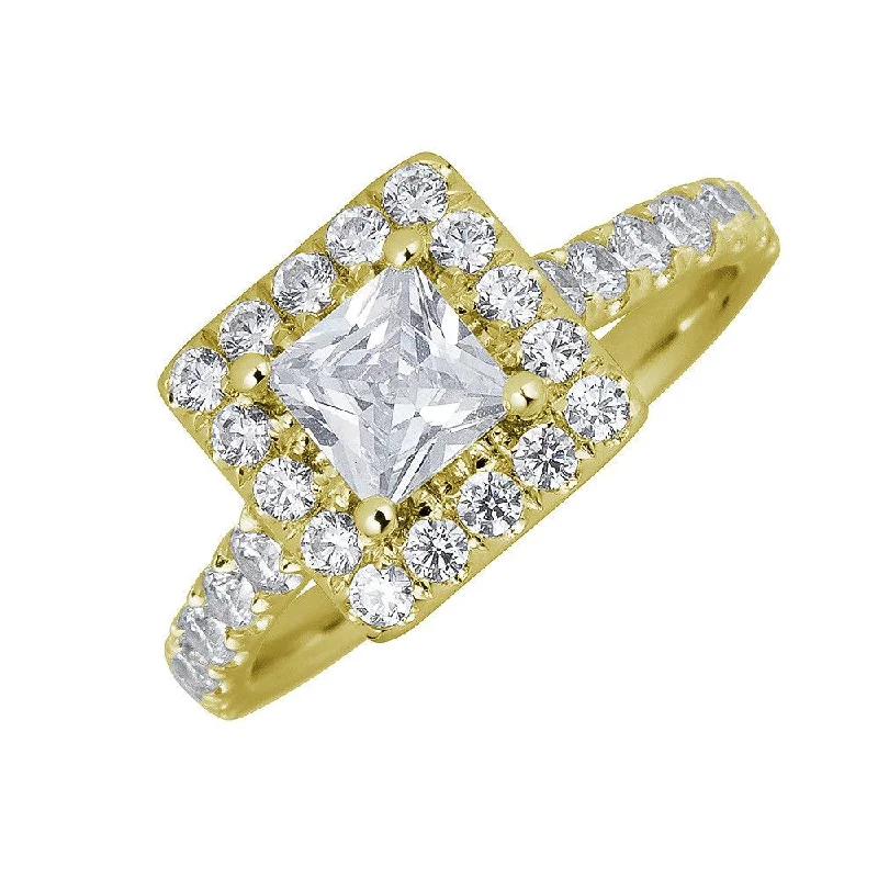 Ladies rings animal motif -JULEVE 14KT GOLD 1.50 CTW DIAMOND SQUARE HALO CATHEDRAL RING