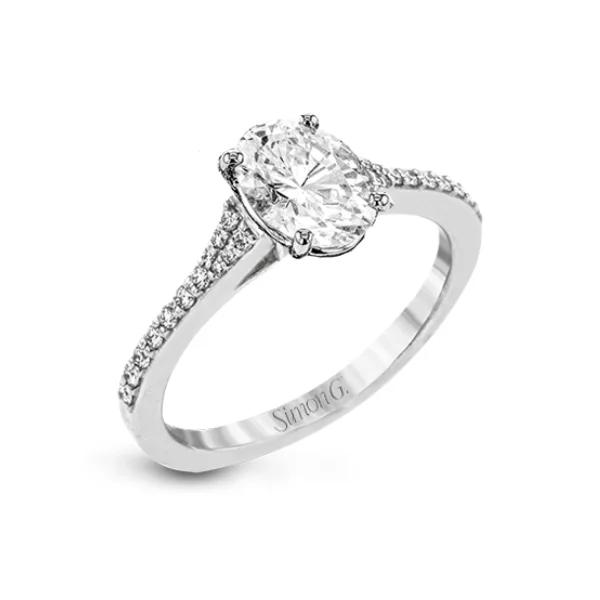 Ladies engagement rings christian cross -18 Karat White Gold Simon G. 1/6 Carat Oval Diamond Engagement Ring Setting