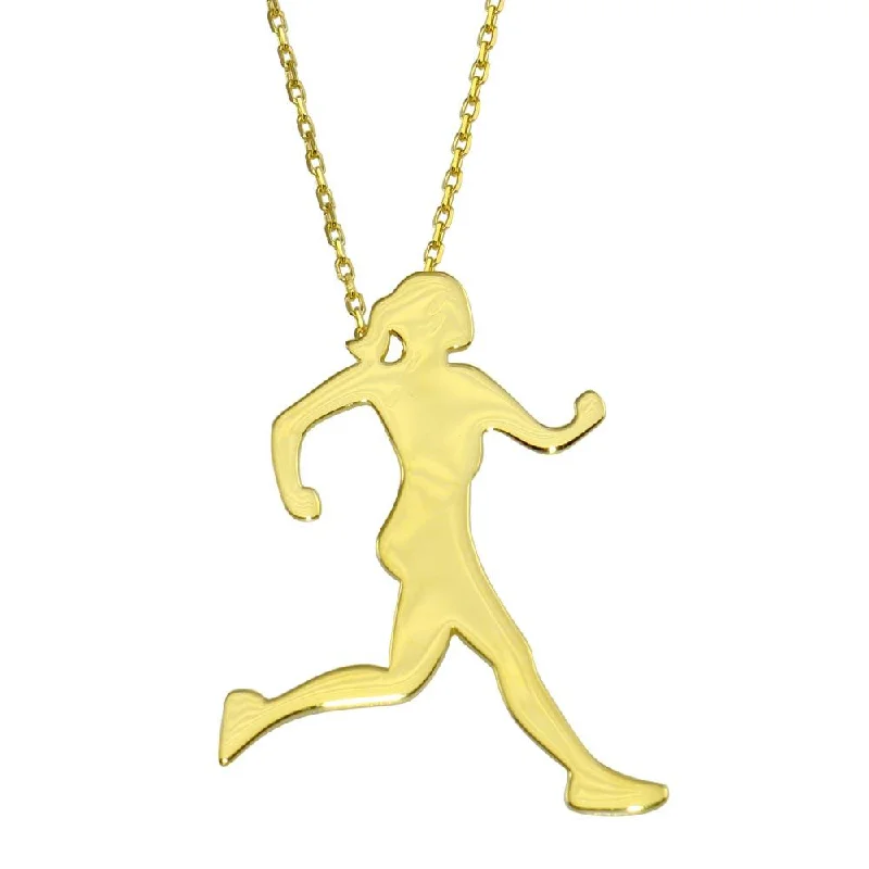 ladies necklaces limited edition-Gold Plated 925 Sterling Silver Runner Necklace - GMN00187GP