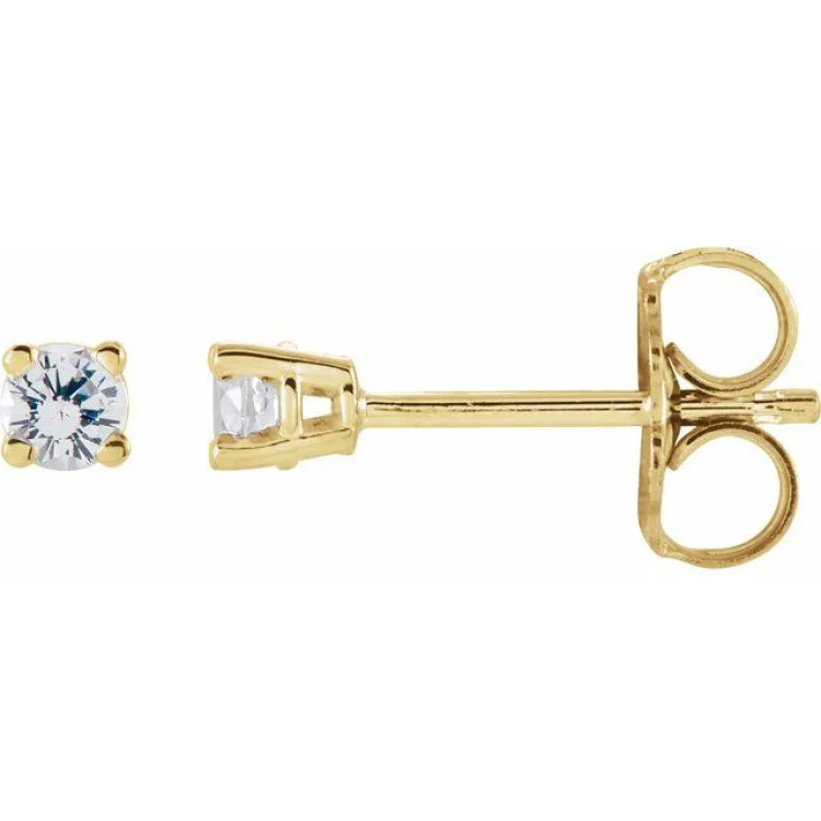 Ladies earrings glass accent -14K Yellow 4 mm Stuller Lab-Grown Moissanite Stud Earrings