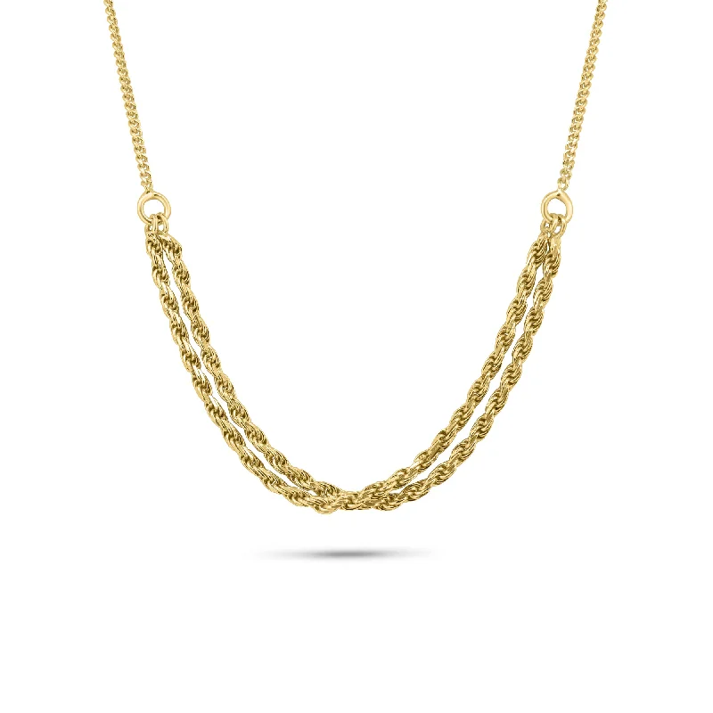 ladies necklaces special occasion-Gold Plated 925 Sterling Silver Curb Strand 1.7mm Rope Adjustable Necklace - ITN00171-GP