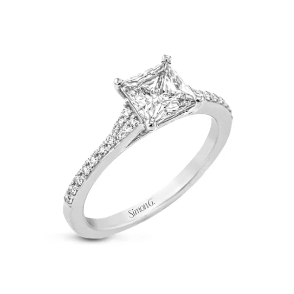 Ladies engagement rings side stones -18 Karat White Gold Simon G. 1/6 Carat Princess Cut Diamond Engagement Ring Setting