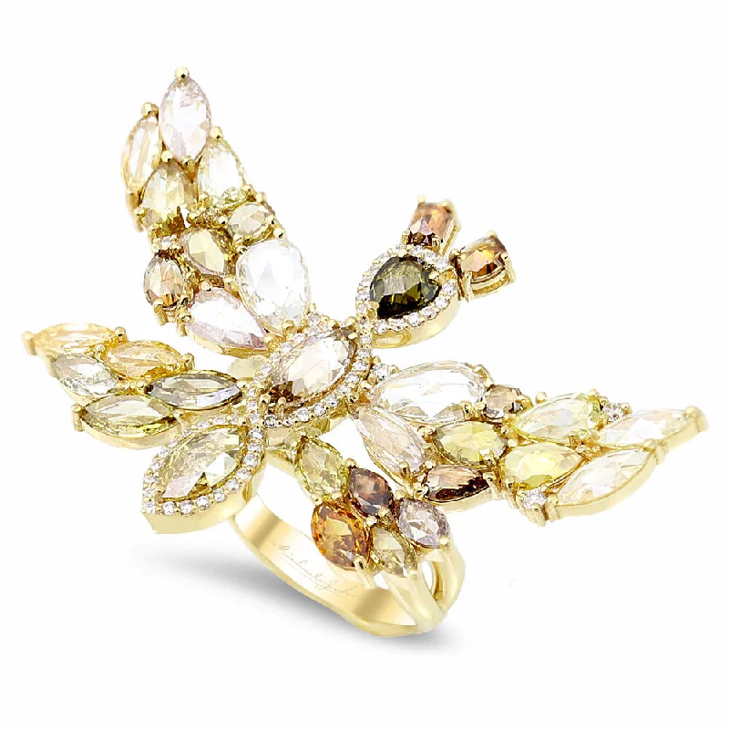 Ladies rings sustainable choice -18KT YELLOW GOLD 7.02CT DIAMOND BUTTERFLY RING