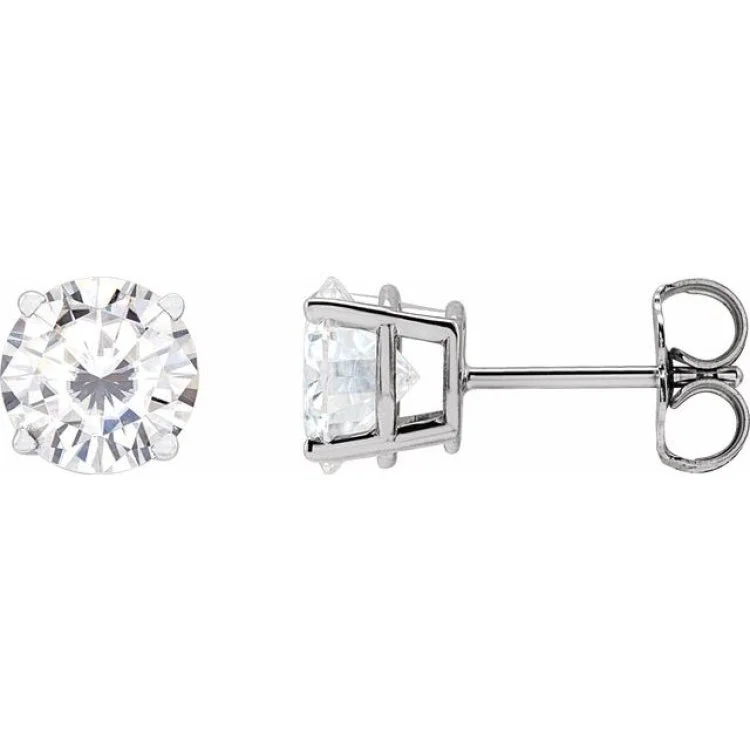 Ladies earrings cubic zirconia -Platinum 6.5 mm Stuller Lab-Grown Moissanite Stud Earrings