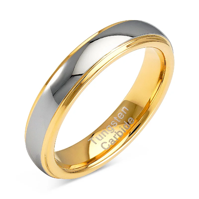 Ladies engagement rings dog lover -4mm Tungsten Rings for Men Women Wedding Band Two Tones Gold Silver Engagement Size 4-13