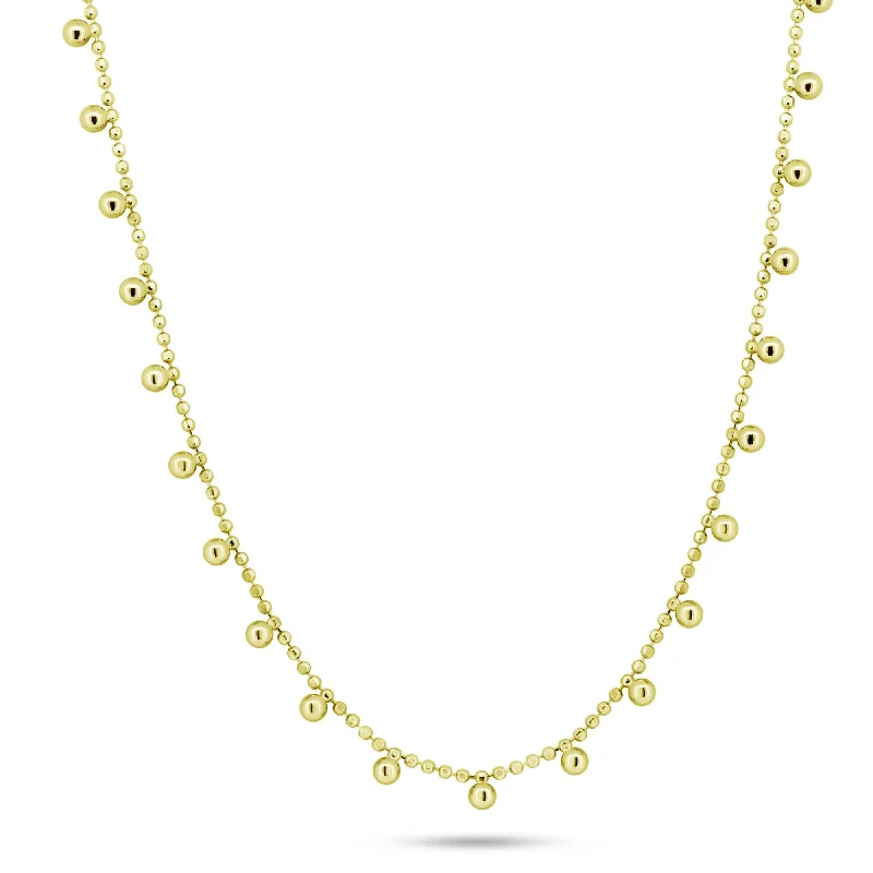 ladies necklaces peace-Gold Plated 925 Sterling Silver Multi Beaded Dangling Necklace - GCP00005-GP