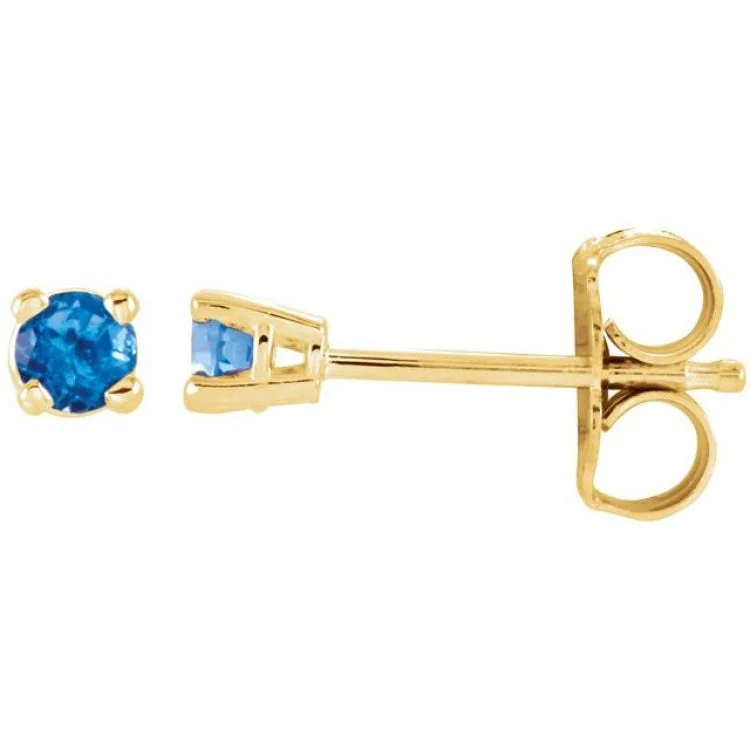 Ladies earrings sapphire blue -14K Yellow 2.5 mm Natural Swiss Blue Topaz Stud Earrings