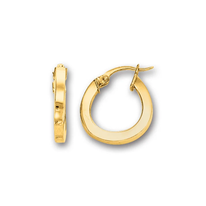 Ladies earrings baby shower -14K Yellow Gold Polished Round Hoop Earring