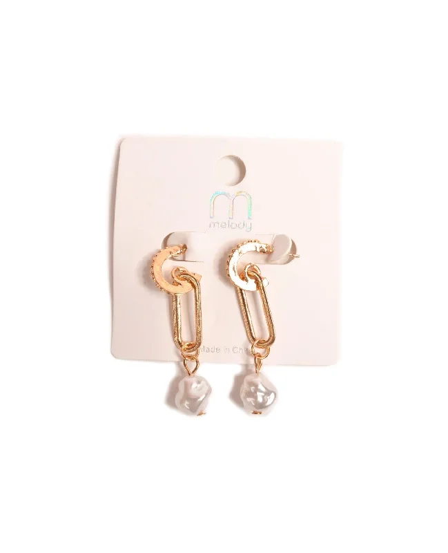 Ladies earrings 1990s minimalist -Fancy Pearl Hoop Earring