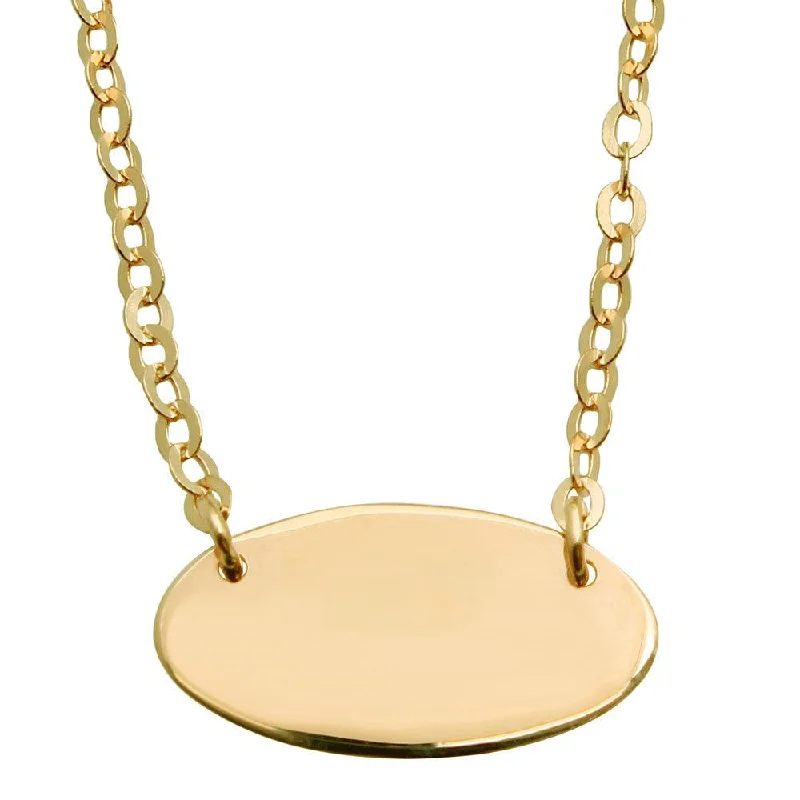 Gold Plated 925 Sterling Silver Small Oval Disc Necklace - DIN00031GP