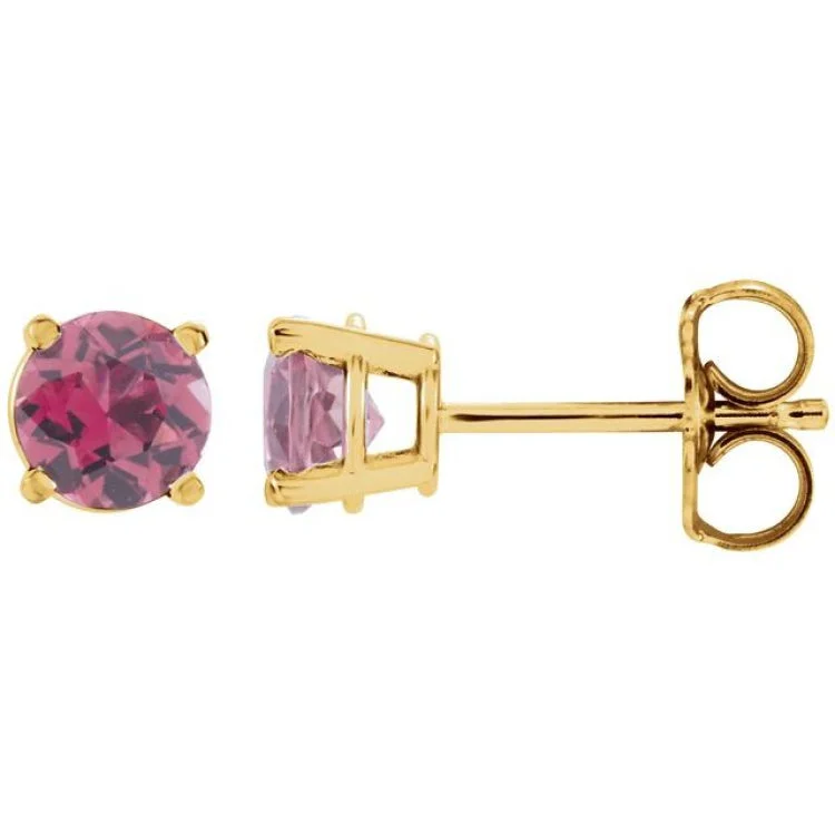 Ladies earrings red carpet -14K Yellow 2.5 mm Natural Pink Tourmaline Stud Earrings